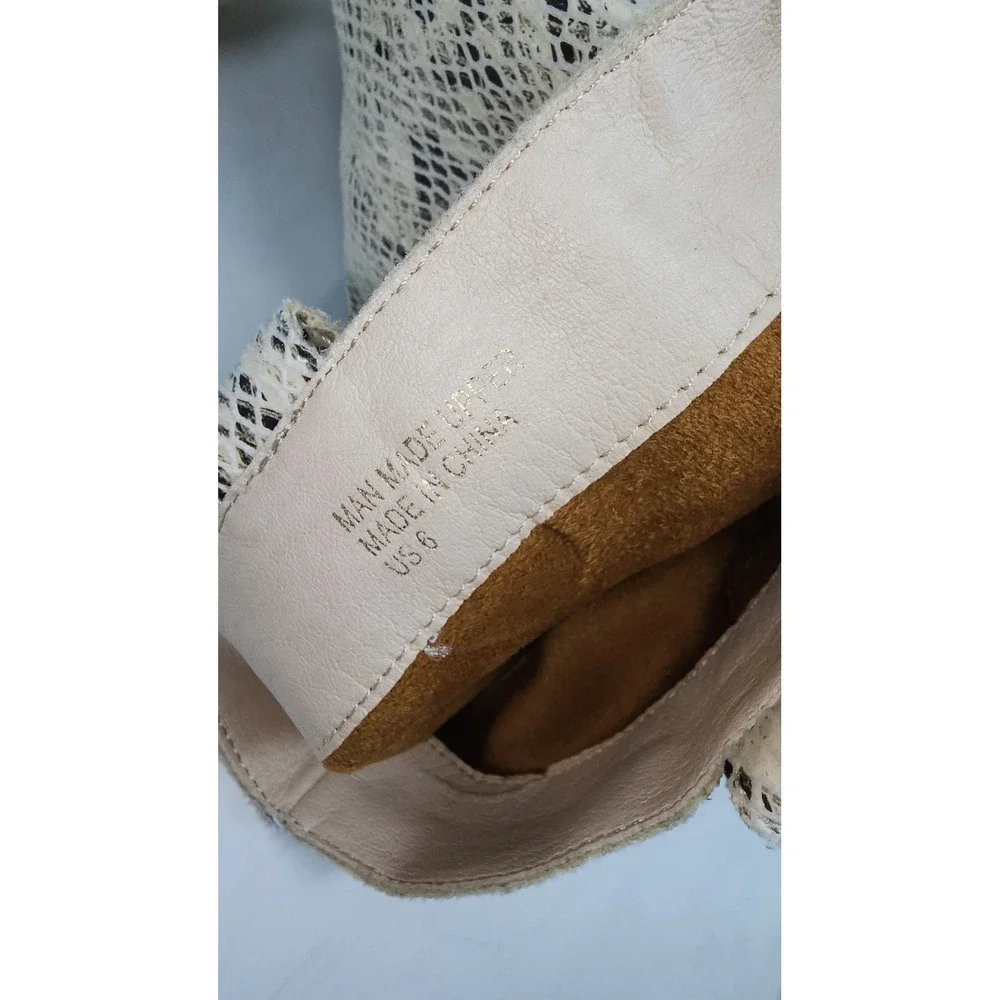 Mi.iM Over The Knee Boots Women Sz 6 Cream Grey Snakeskin Block Heel Pointed Toe